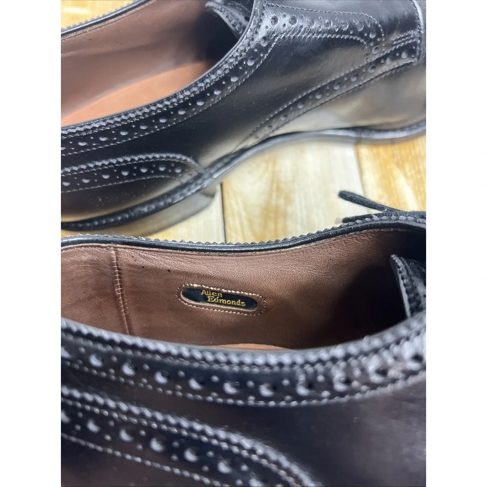 Allen Edmonds ‎ Mens 9 C Sanford Black Leather Cap Toe Dress Oxford w/Box